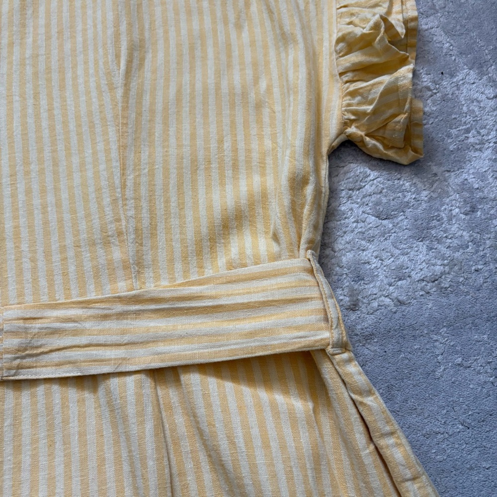 Jillian Harris x Joe Fresh Linen Blend Yellow Striped Ruffle Dress Size Large - Picture 12 of 14
